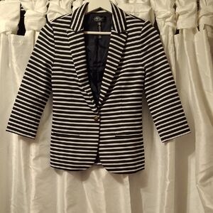 Aeropostale Black and White Striped Blazer XS